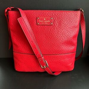 Kate Spade LEATHER Bay Street Cora Crossbody Bag Red EUC